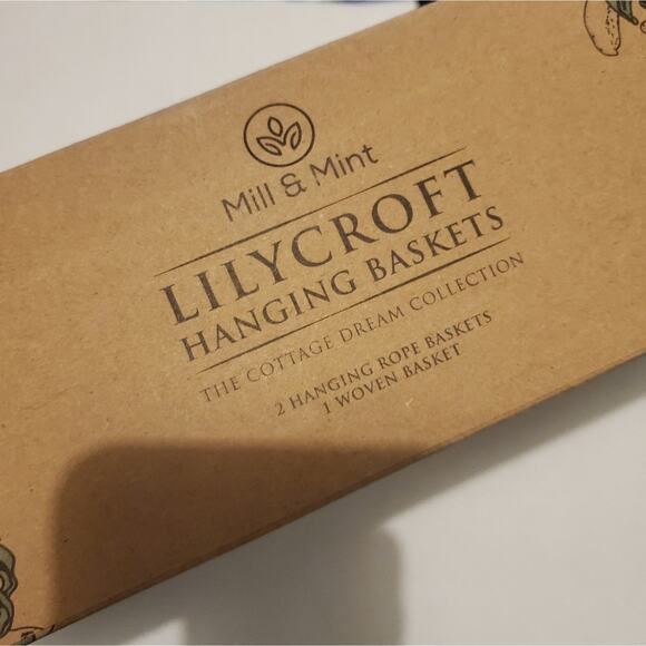 Lillycroft | Set of Woven Hanging Baskets with Bonus Table Tray - Picture 6 of 6